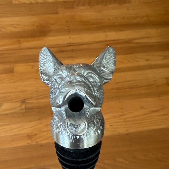 Silver Frenchie Dog Bottle Stopper/Aerator NIB - Picture 4 of 5